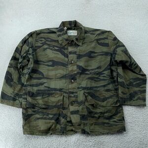 Vintage Chief Water Repellent Hunting Jacket Mens Large Green‎ Tiger Stripe Camo